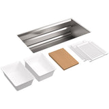 Prolific Workstation Undermount Stainless Steel 33 in. Single Bowl Kitchen Sink Kit with Accessories - Super Arbor