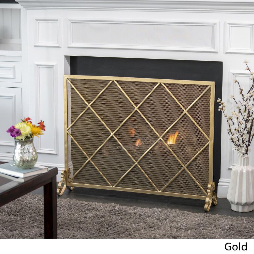 Howell Modern Gold Single Panel Iron Fire Screen - Super Arbor