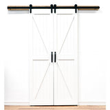 36 in. x 84 in. Board and Batten Composite PVC White Split Sliding Barn Door with Hardware Kit - Super Arbor