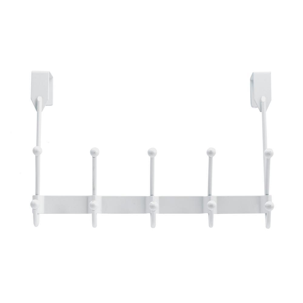 14 in. Over Door Fancy White 5 Hook Bar - Super Arbor