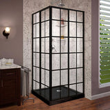 DreamLine French Corner 42 in. x 72 in. Semi-Frameless Sliding Shower Door in Satin Black with 42 in. x 42 in. Base in Black