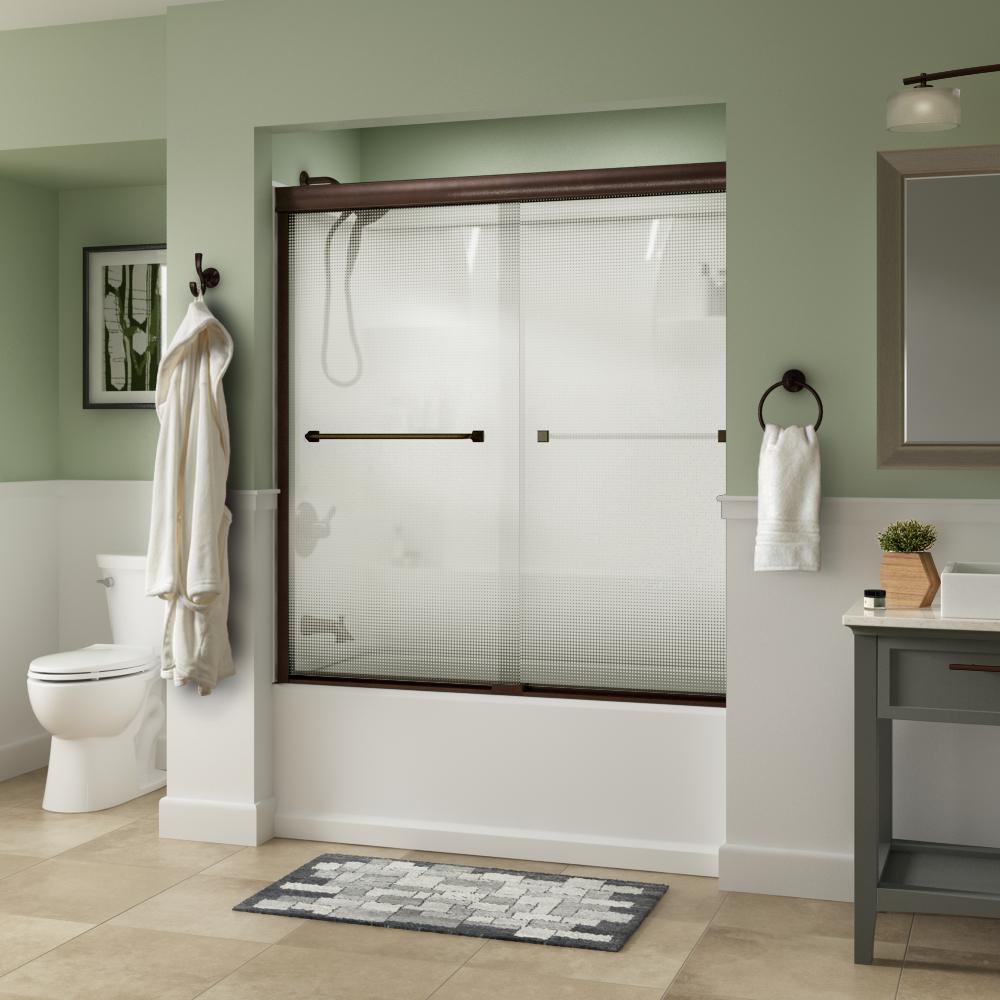 Everly 60 in. x 58-1/8 in. Traditional Semi-Frameless Sliding Bathtub Door in Chrome and 1/4 in. (6mm) Rain Glass - Super Arbor