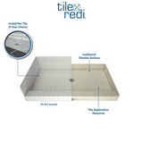 Redi Base 34 in. x 48 in. Single Threshold Shower Base with Center Drain and Polished Chrome Drain Plate - Super Arbor