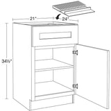 Newport 21 in. W x 24 in. D x 34.5 in. H Assembled Plywood Base Kitchen Cabinet in Pearl Gray with Knife Block RH