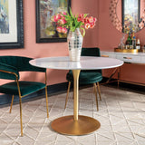 Flower Dining Table with White Top and Brass Base - Super Arbor