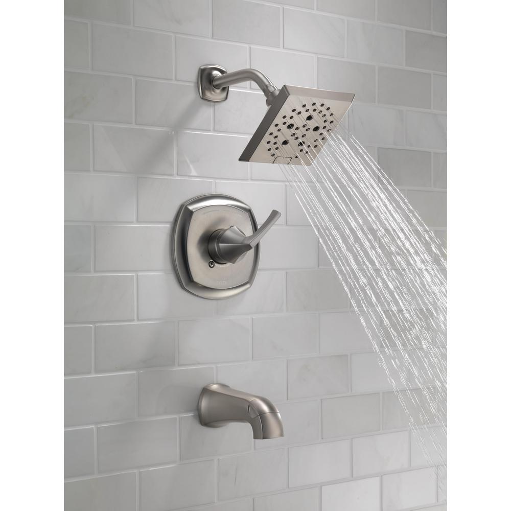 Portwood Single-Handle 5-Spray Tub and Shower Faucet with H2Okinetic in SpotShield Brushed Nickel (Valve Included) - Super Arbor
