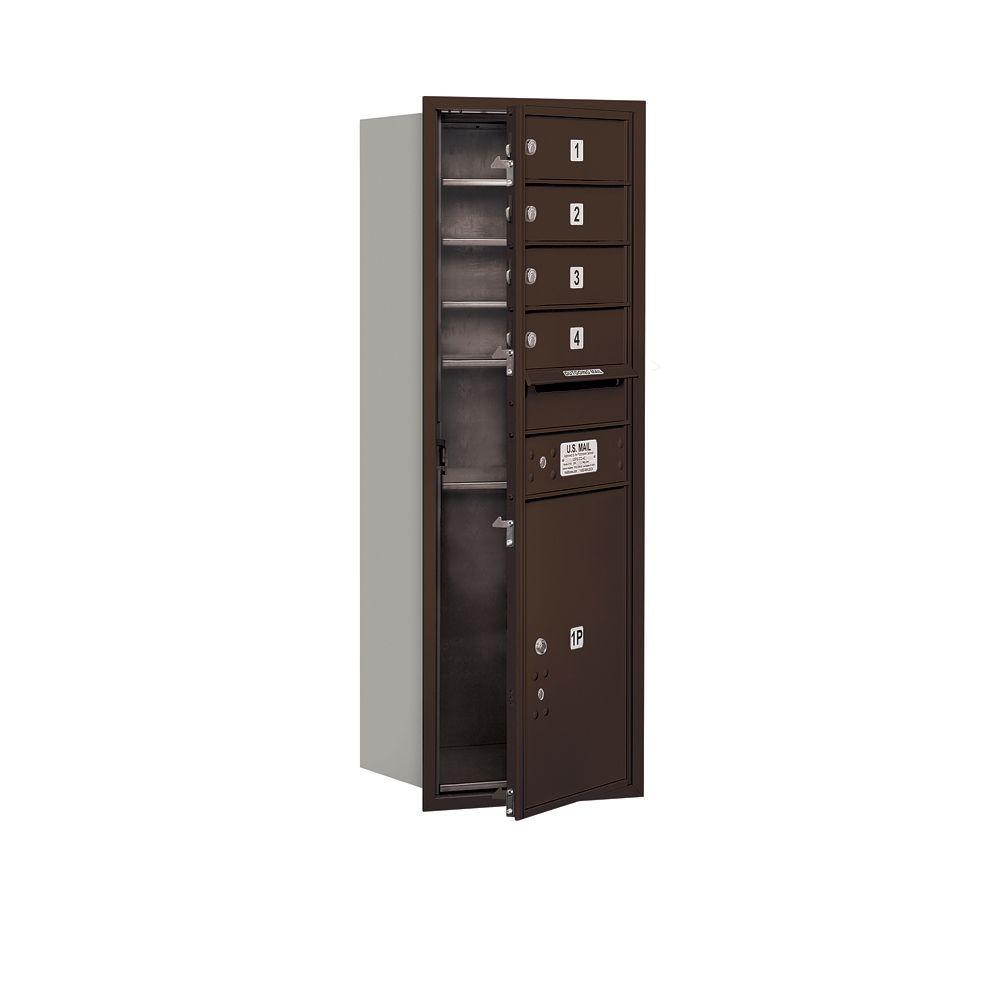 41 in. H x 16 3/4 in. W Aluminum Front Loading 4C Horizontal Mailbox with 4 MB1 Doors/1 PL5 - Super Arbor