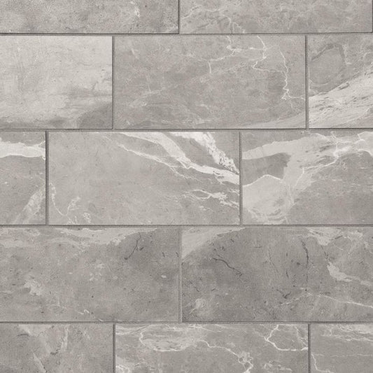 Mohawk ForeverStyle Gray Marble 12-in x 24-in Lappato Porcelain Marble Look Floor Tile