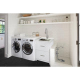 All-in-One 29 in. x 25.5 in. Stainless Steel Quartz Undermount Laundry/Utility Sink and Cabinet with Faucet in White - Super Arbor