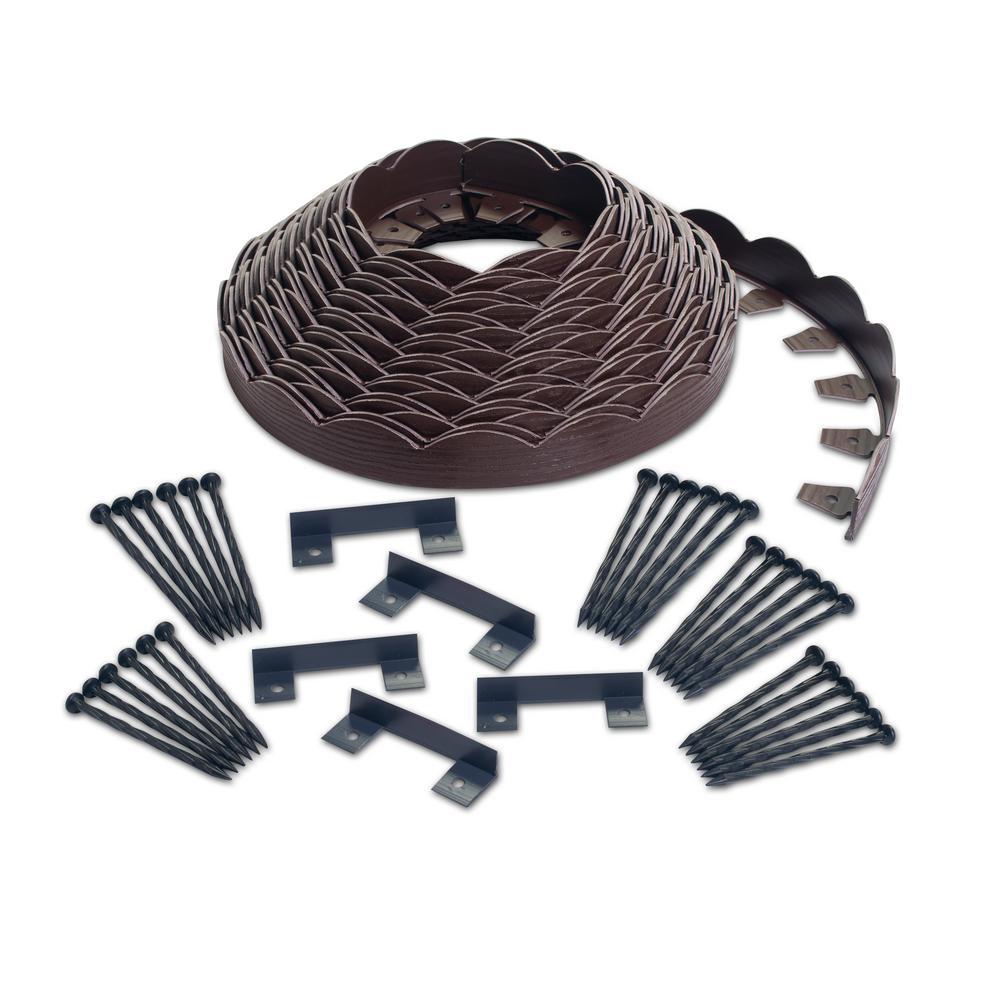 ProFlex 2 in. x 100 ft. Red Polyethylene Scalloped Woodgrain  No-Dig Edging Kit