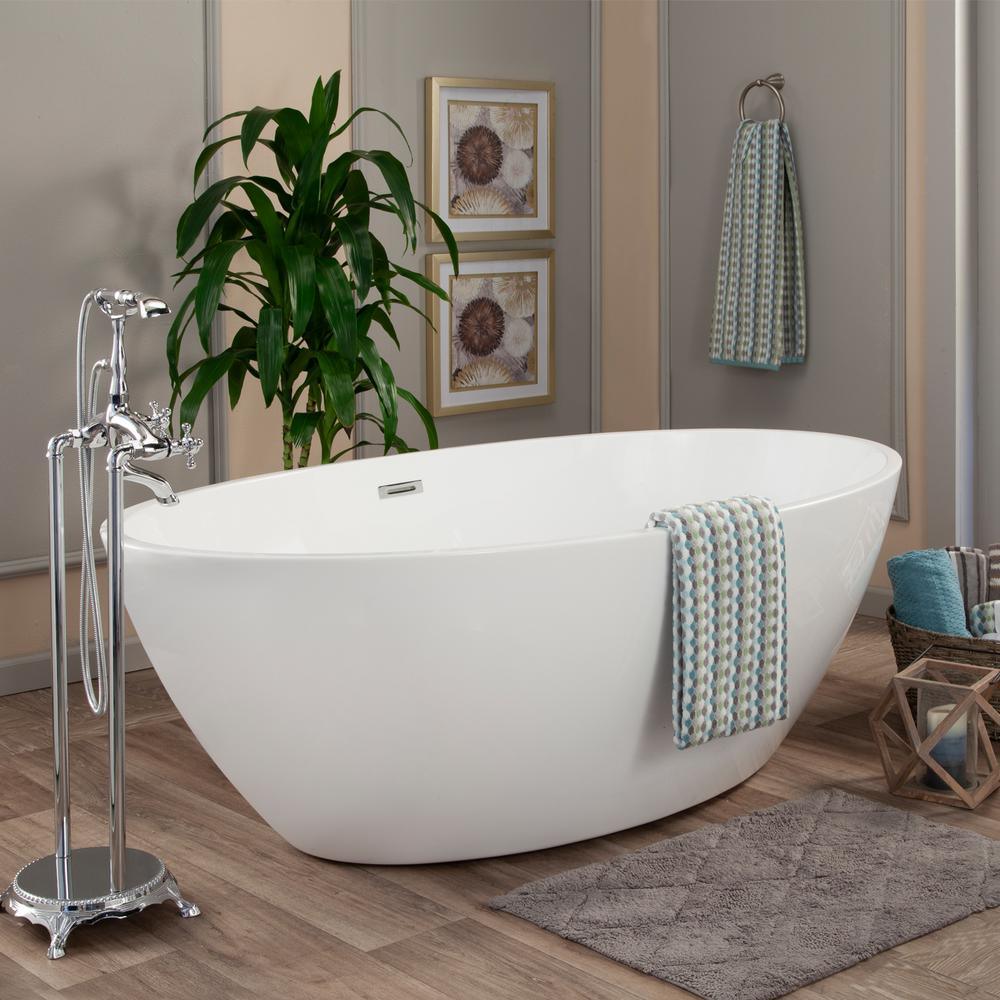 Jolie 55 in. Acrylic Flatbottom Non-Whirlpool Soaking Bathtub in White - Super Arbor