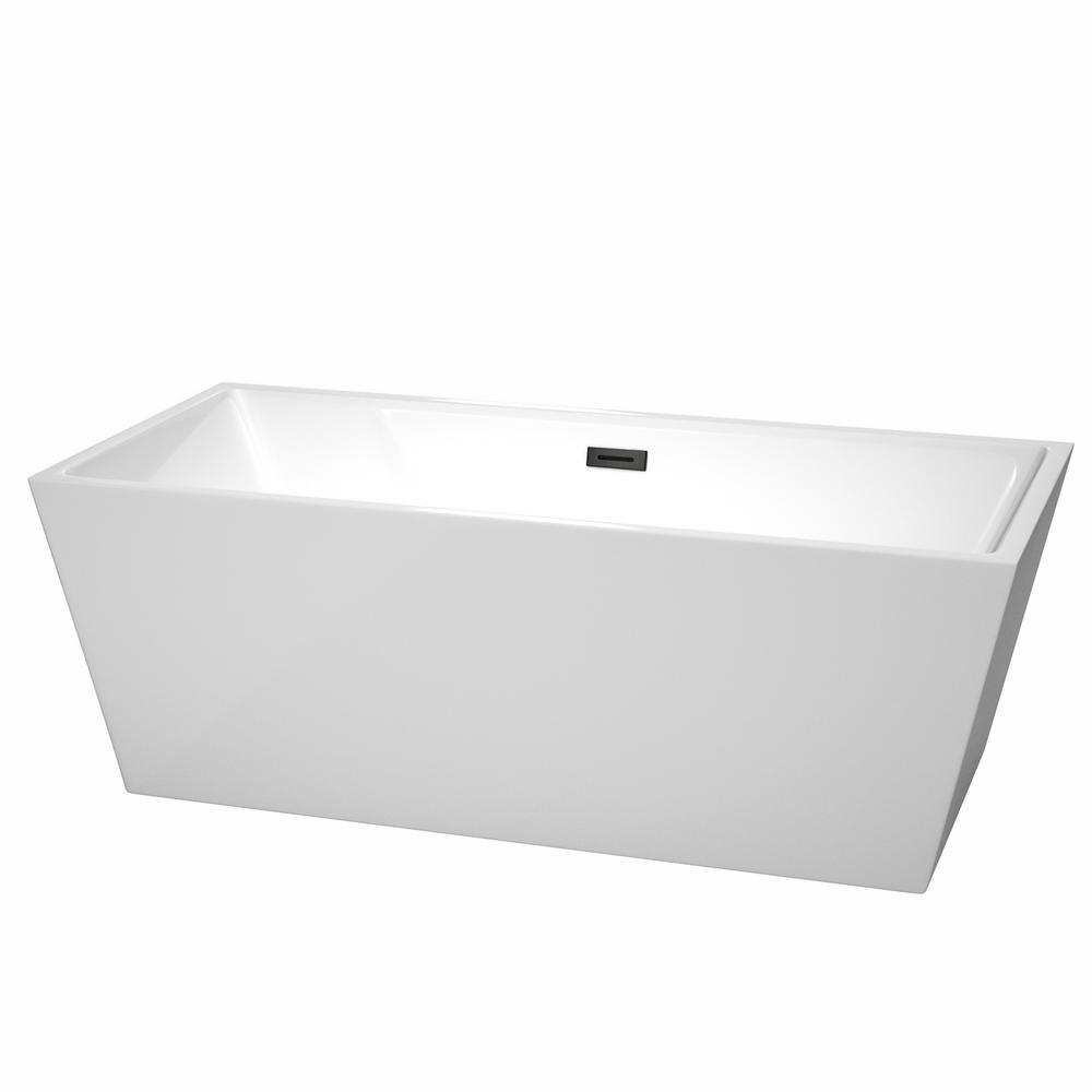 Sara 67 in. Acrylic Flatbottom Bathtub in White with Matte Black Trim