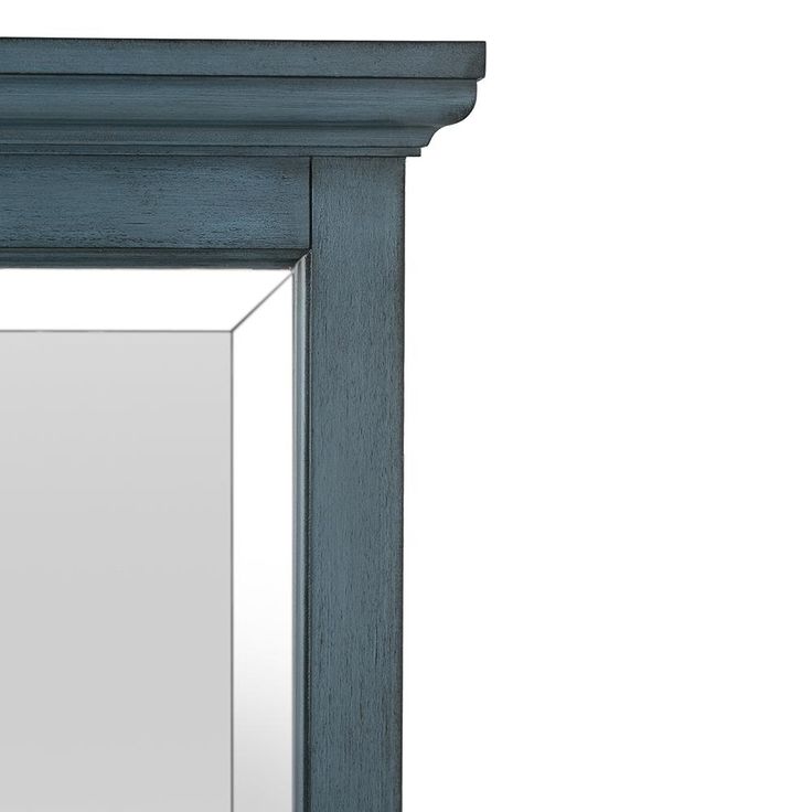 29.00 in. W x 36.00 in. H Framed Rectangular Beveled Edge Bathroom Vanity Mirror in Harbor Blue