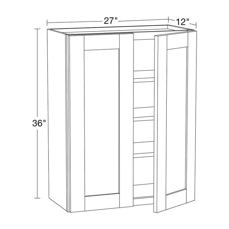 Home Decorators Collection Washington Vessel Blue Plywood Shaker Assembled Wall Kitchen Cabinet 3 Shelves Soft Close 27 in W x 12 in D x 36 in H