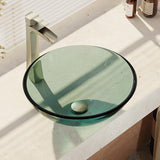 Glass Vessel Sink in Crystal with R9-7007 Faucet and Pop-Up Drain in Chrome - Super Arbor