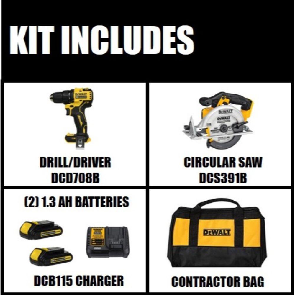 ATOMIC 20-Volt MAX Li-Ion Brushless Cordless Compact 1/2 in. Drill Driver with Bonus Cordless Circular Saw (Tool-Only) - Super Arbor