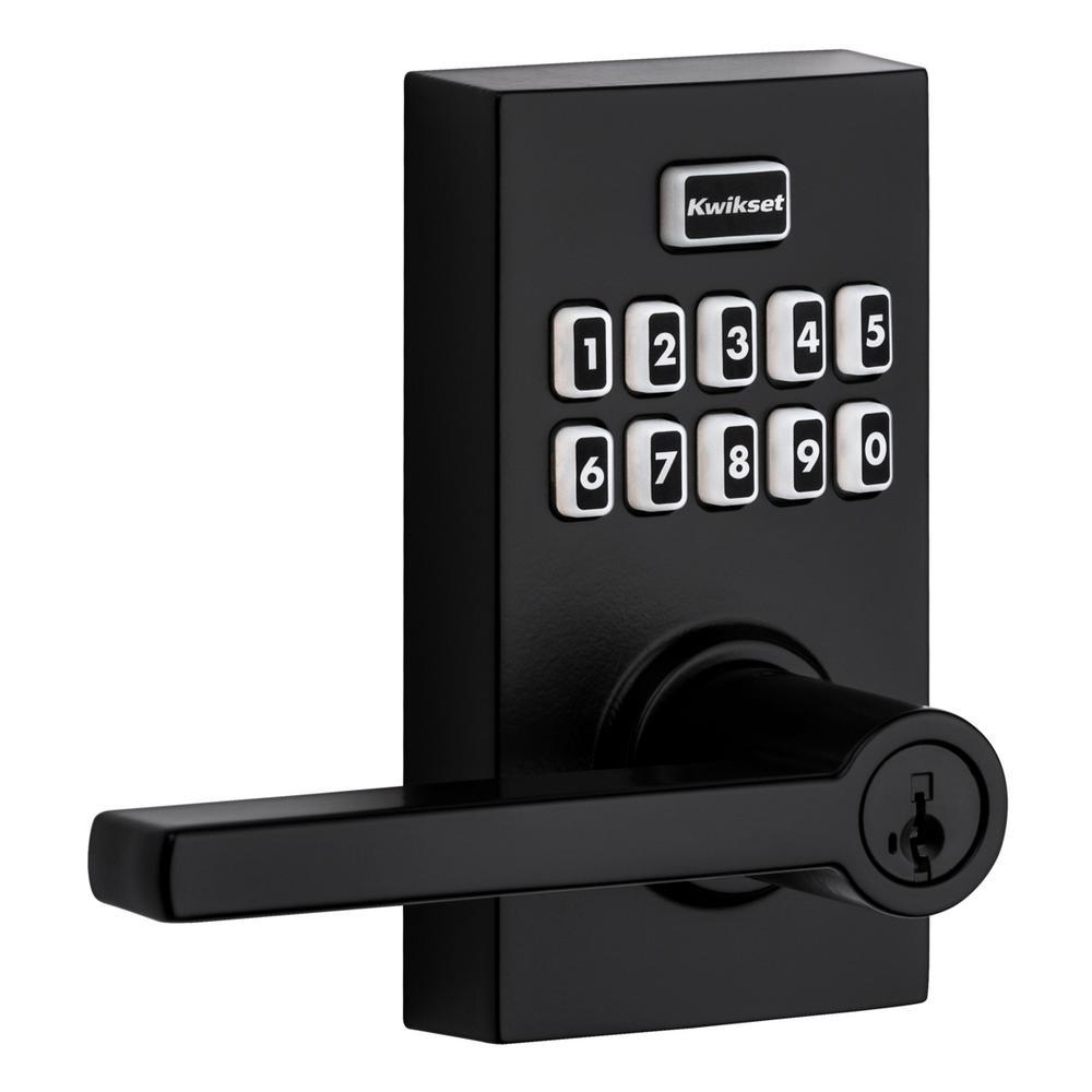 917 SmartCode Matte Black Contemporary Electronic Single-Cylinder Halifax Door Lever Featuring SmartKey Security - Super Arbor