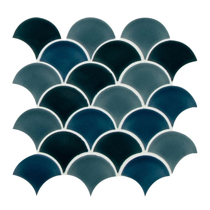 MSI Azul Scallop Glossy 13.11 in. x 9.96 in. x 8mm Glossy Porcelain Mesh-Mounted Mosaic Tile (9.1 sq. ft. / case)