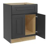 Home Decorators Collection Grayson 27 in. W x 24 in. D x 34.5 in. H Assembled Plywood Sink Base Kitchen Cabinet in Deep Onyx with Soft Close