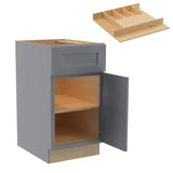 Home Decorators Collection Newport 18 in. W x 24 in. D x 34.5 in. H Assembled Plywood Base Kitchen Cabinet in Pearl Gray with Cutlery Soft Close RH