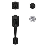 Custom Camelot Matte Black Single Cylinder Door Handleset with Hobson Glass Door Knob - Super Arbor