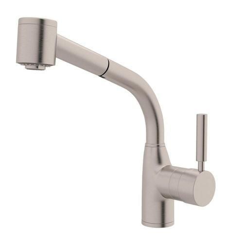 Rohl Lux Satin Nickel 1-Handle Deck-Mount Pull-Out Handle Kitchen Faucet