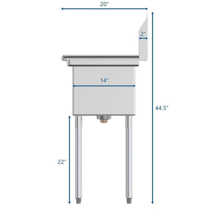 Freestanding Stainless Steel 45 in. 2-Hole Triple Bowl Commercial Kitchen Sink