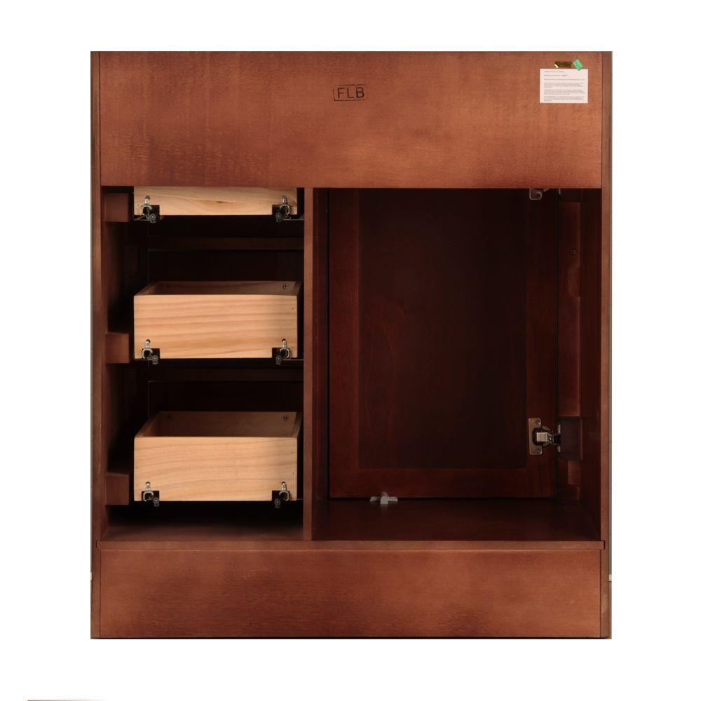 Naples 30 in. W Bath Vanity Cabinet Only in Tobacco with Right Hand Drawers - Super Arbor