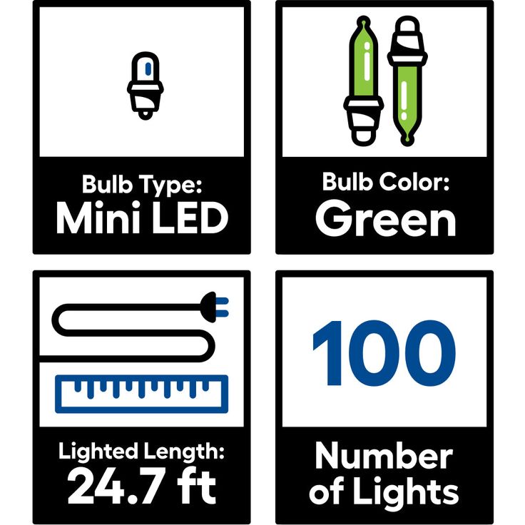 GE StayBright 100-Count 24.7-ft Green LED Plug-In Christmas String Lights