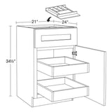 Home Decorators Collection Newport 21 in. W x 24 in. D x 34.5 in. H Assembled Plywood Base Kitchen Cabinet in Manganite with 2ROT Cutlery RH