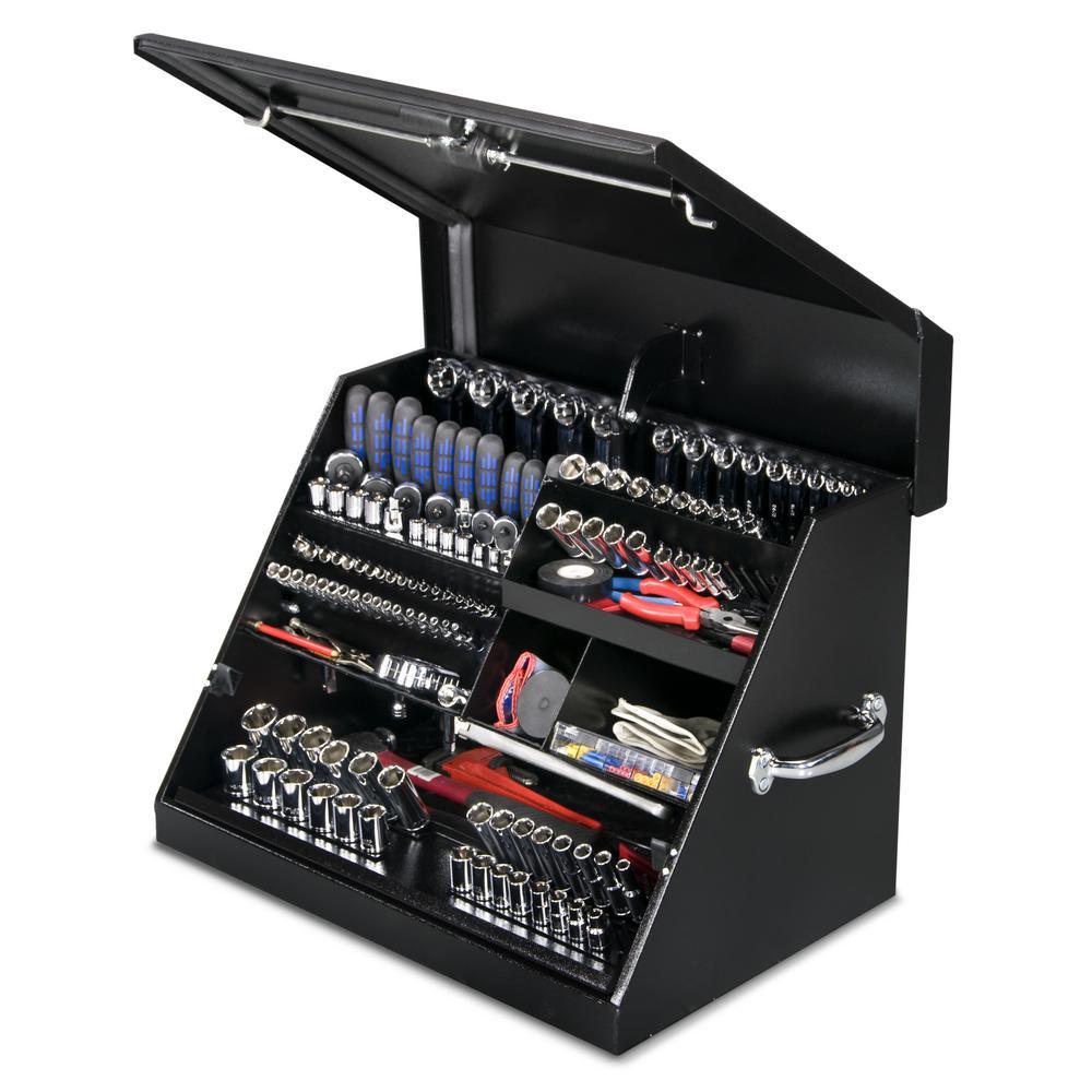 26 in. 0-Drawers Portable Tool Box in Black Powder Coated - Super Arbor