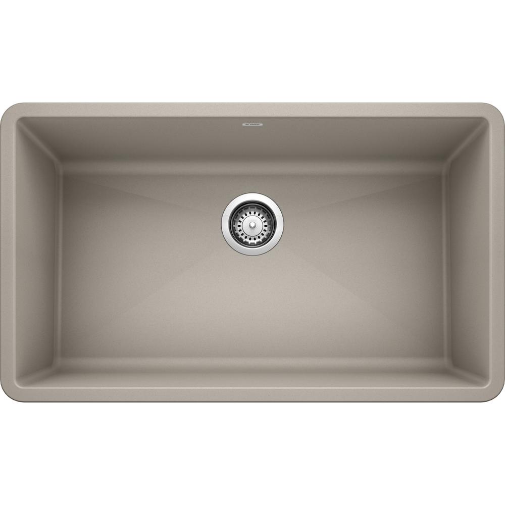 PRECIS Undermount Granite Composite 32 in. Single Bowl Kitchen Sink in White - Super Arbor