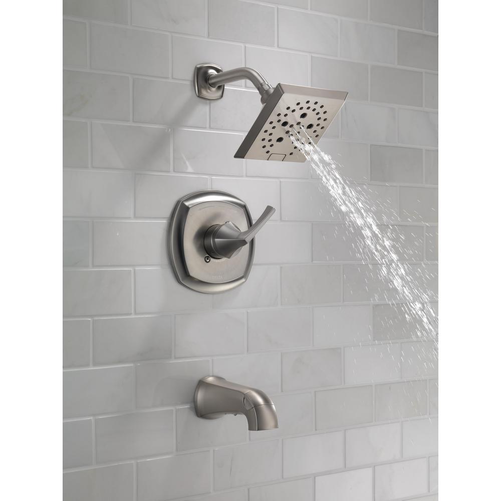 Portwood Single-Handle 5-Spray Tub and Shower Faucet with H2Okinetic in SpotShield Brushed Nickel (Valve Included) - Super Arbor