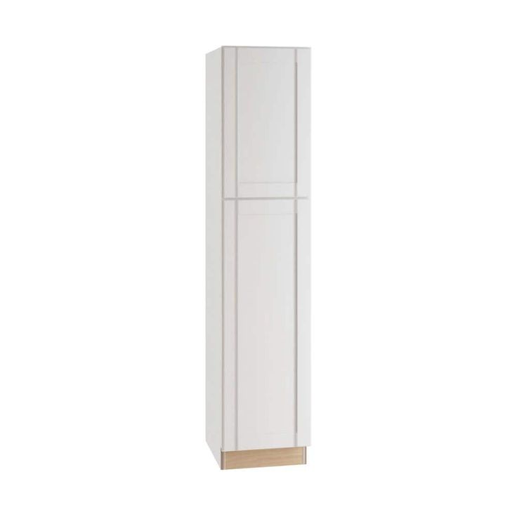 Home Decorators Collection Washington Vesper White Plywood Shaker Assembled Utility Pantry Kitchen Cabinet Soft Close R 18 in W x 24 in D x 84 in H