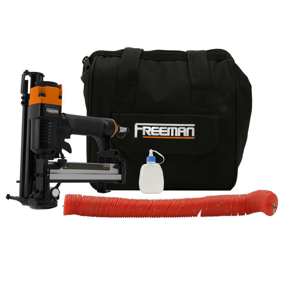 Pneumatic 18-Gauge 1-1/4 in. Plastic Cap Stapler with Canvas Bag and Plastic Cap Staples (1000-Count) - Super Arbor