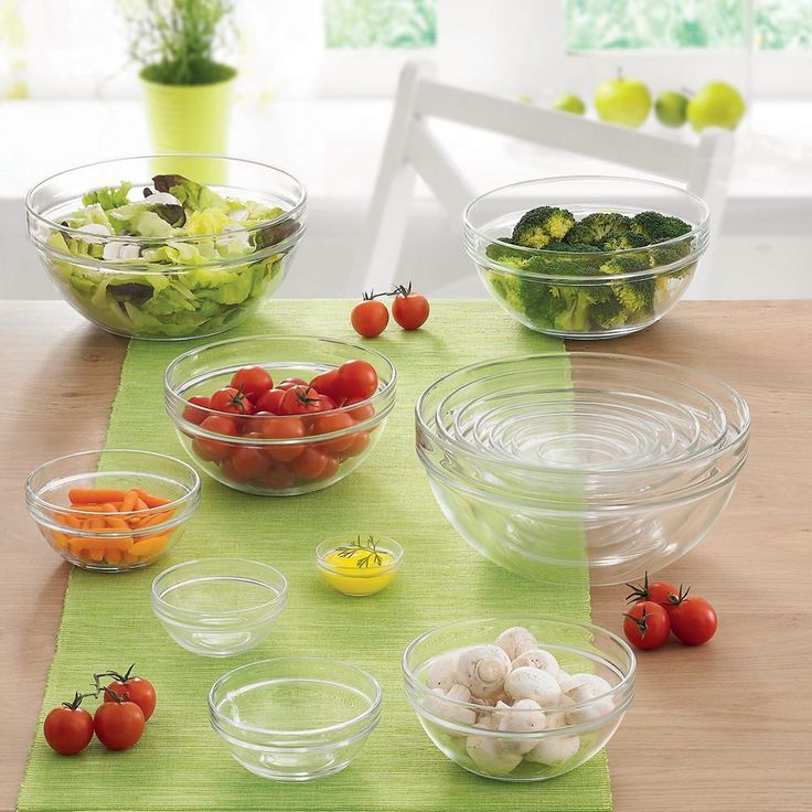 Stackable Assorted Clear Glass Bowls (Set of 10)