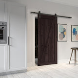 36 in. x 84 in. Canadian Hemlock Distressed Smoke Sliding Barn Door with Hardware Kit - Super Arbor