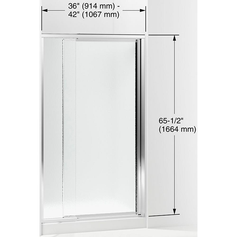 Vista Pivot II 42 in. x 65-1/2 in. Framed Pivot Shower Door in Silver with Handle - Super Arbor