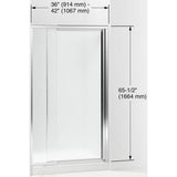 Vista Pivot II 42 in. x 65-1/2 in. Framed Pivot Shower Door in Silver with Handle - Super Arbor