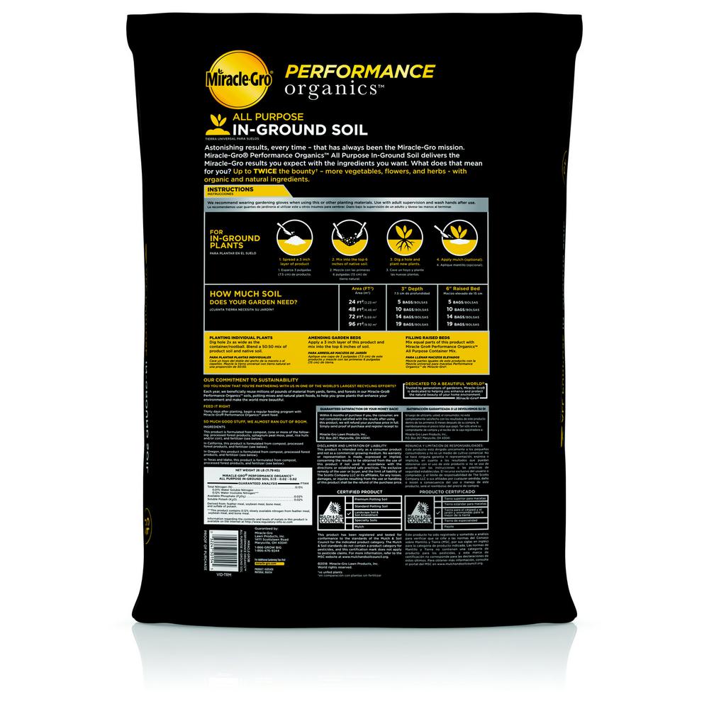 Miracle-Gro 1.3 cu. ft. Performance Organics All Purpose In-Ground Garden Soil - Super Arbor