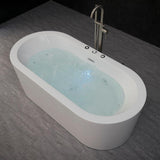 Andria 67 in. Acrylic Freestanding Flat Bottom Whirlpool and Air Bathtub with Drain and Overflow Included in White - Super Arbor