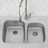 Premier Undermount Stainless Steel 32 in. 60/40 Double Bowl Kitchen Sink - Super Arbor