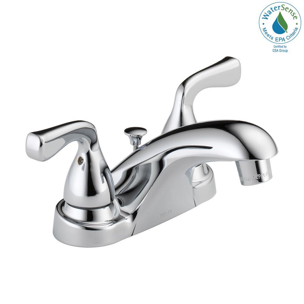 Foundations 4 in. Centerset 2-Handle Bathroom Faucet in Chrome - Super Arbor