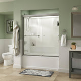Portman 60 in. x 58-1/8 in. Semi-Frameless Traditional Sliding Bathtub Door in Bronze with Rain Glass - Super Arbor
