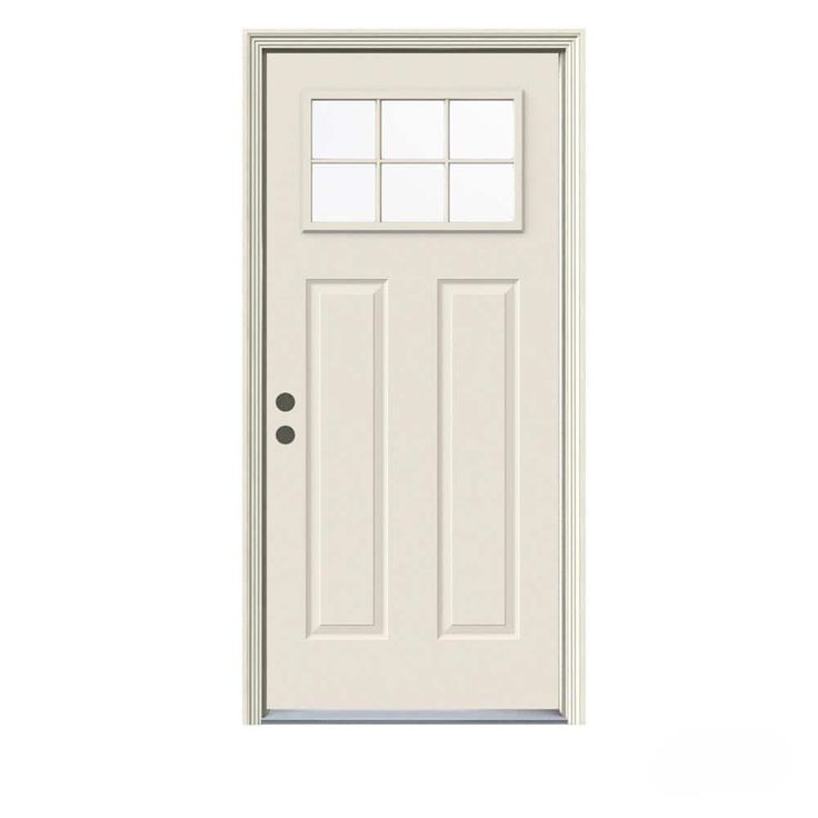 JELD-WEN 32 in. x 80 in. 6 Lite Craftsman Primed Steel Prehung Right-Hand Inswing Prehung Front Door