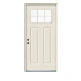 JELD-WEN 32 in. x 80 in. 6 Lite Craftsman Primed Steel Prehung Right-Hand Inswing Prehung Front Door