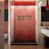 DreamLine Unidoor Plus 45.5–46 in. W x 72 in. H Frameless Hinged Shower Door, Brushed Nickel