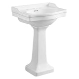 Kingston Brass Traditional Pedestal Combo Bathroom Vessel Sink in White with 8 in. Widespread