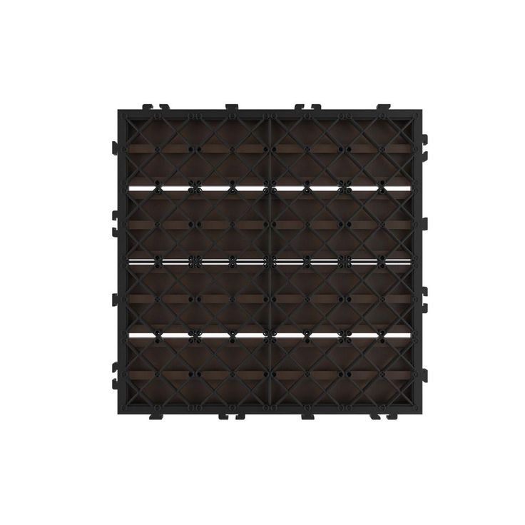 Pure Garden 12 in. x 12 in. Brown Outdoor Interlocking Slat Polypropylene Patio and Deck Tile Flooring (Set of 6)