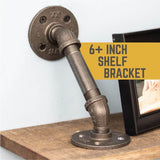 1/2 in. Black Pipe 5.75 in. W x 5.75 in. H Wall Mounted Double Flange Angled Shelf Bracket Kit (4-Pack)